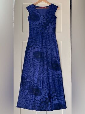G.I.L.I. boho Blue Patterned Maxi Dress NWOT v-neck